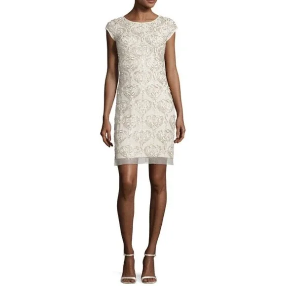aidan mattox white beaded dress Aidan AIDAN MATTOX